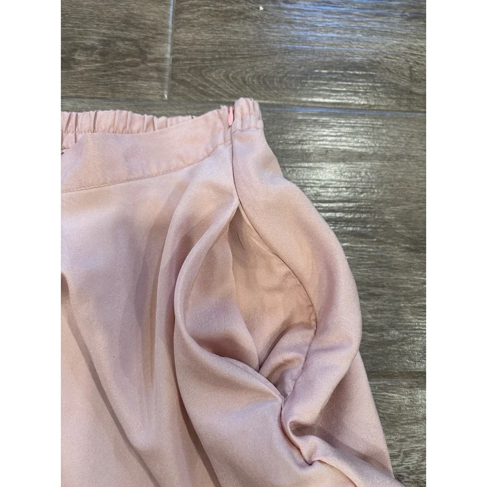 Lara Women's Light Pink XL Tiered Ruffle Skirt Elastic Waist Pockets Knee Length